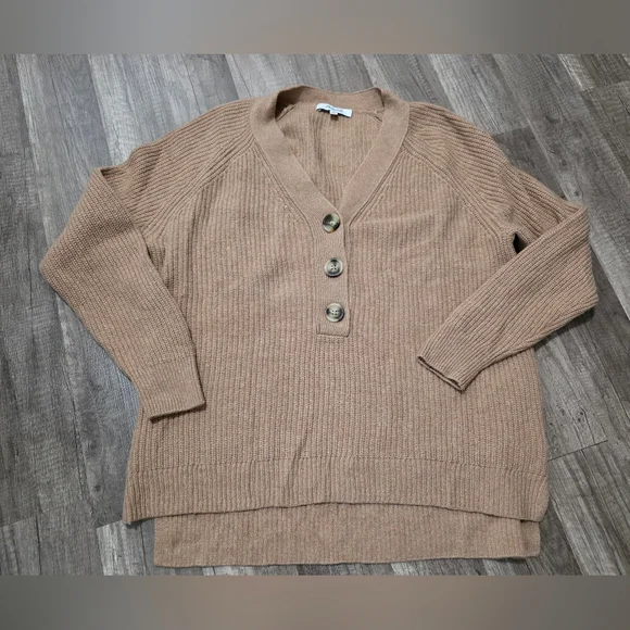 MADEWELL Granola Women's Merino Wool Knit Tan Sweater Boho Classy - Picture 5 of 12